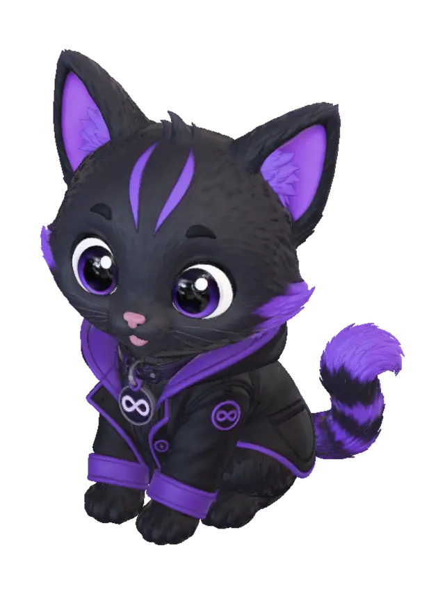 Blacky (Infinity Pet) - Catlike 3D model, vytvořený pomocí AI