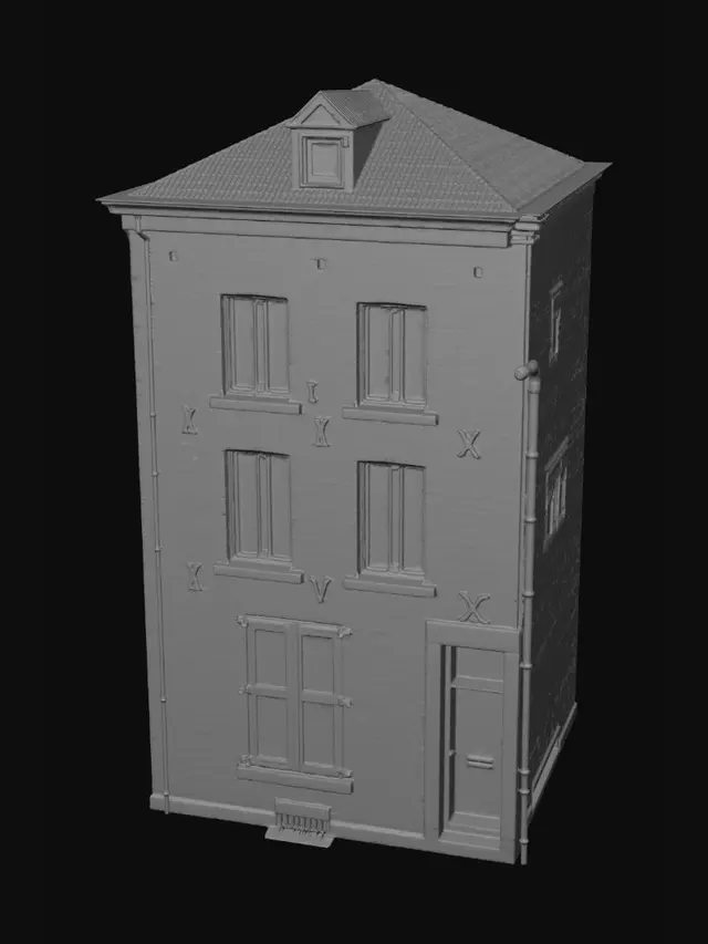 3D model for Roman Numerals on a Red Brick Facade