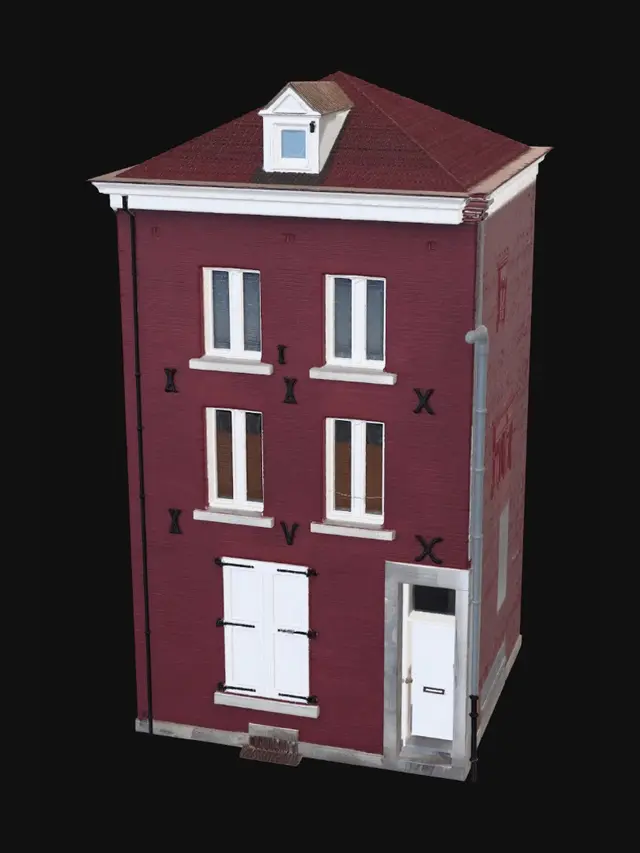 3D model for Roman Numerals on a Red Brick Facade