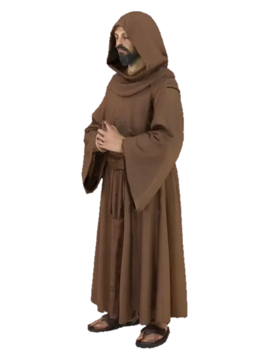 a christian monk, anatomically correct. standing straight, looking down 3D model, vytvořený pomocí AI