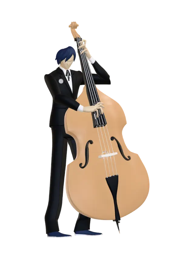Double Bass Player - Persona 3D model, vytvořený pomocí AI