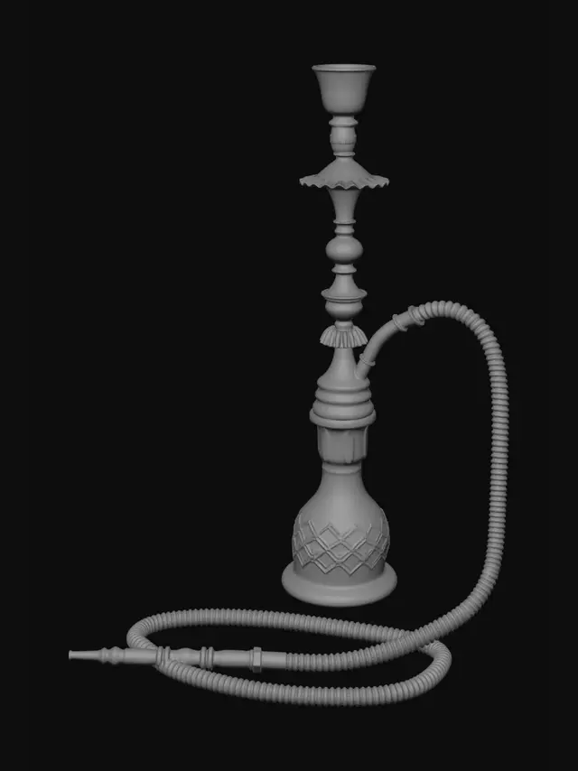 3D model for Ornate Golden Hookah