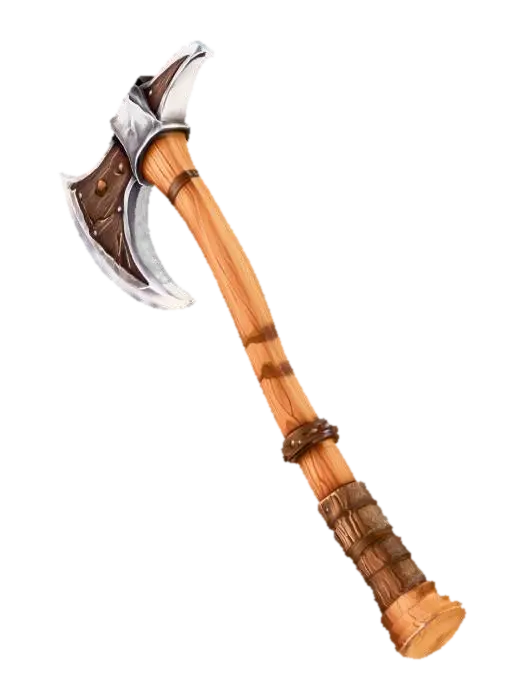 3D model for Stylized Lumberjacks Felling Axe with a long wooden handle for a fantasy mmorpg