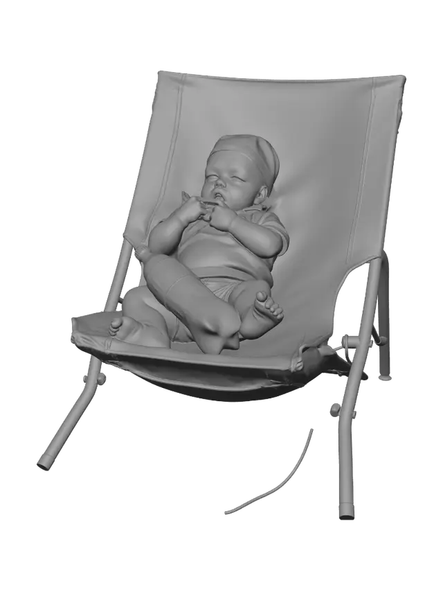 3D model for Patriotic Baby on Orange Lounge Chair
