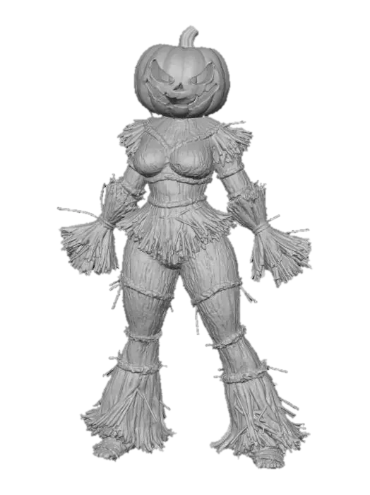 3D model for Pumpkin Warrior, hay body, orange pumpkin head, #Halloween2025#