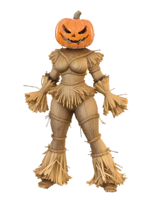 3D model for Pumpkin Warrior, hay body, orange pumpkin head, #Halloween2025#