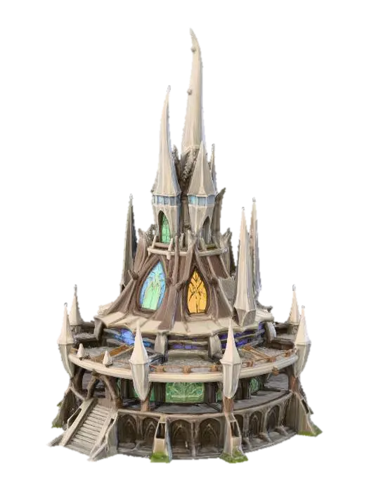 Elven command center no background 3D model, vytvořený pomocí AI