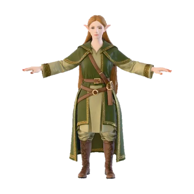 elven trader no background 3D model, vytvořený pomocí AI