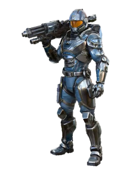 3D model for Sci fi pilot fugitive, destiny color scheme, heavy metal savant