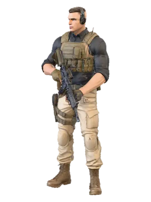A modern military operator in tactical civilian clothes. character art should be… 3D-model, gegenereerd door AI