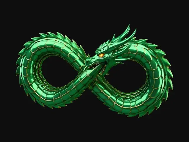 3D model for Uroboros in Form der Unendligkeit. Drache der sich in den Schwanz beißt.