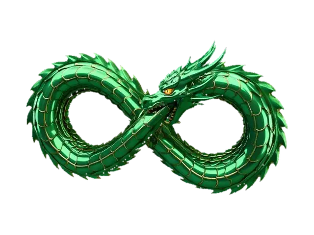 Uroboros in Form der Unendligkeit. Drache der sich in den Schwanz beißt. - Celtic 3D model, vytvořený pomocí AI