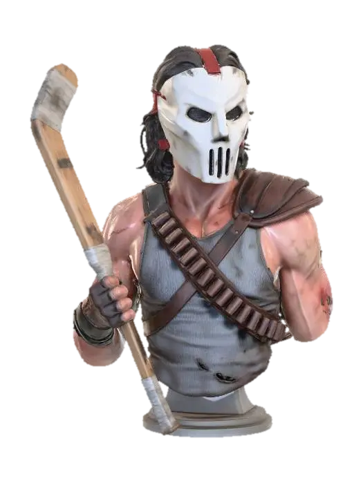 Hockey Mask Warrior - Turtles 3D model, vytvořený pomocí AI