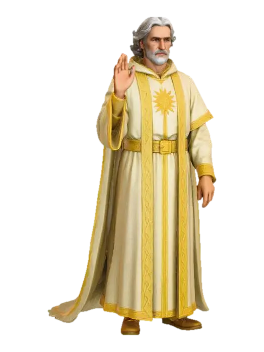 Elder Sage in Robes 3D model, vytvořený pomocí AI