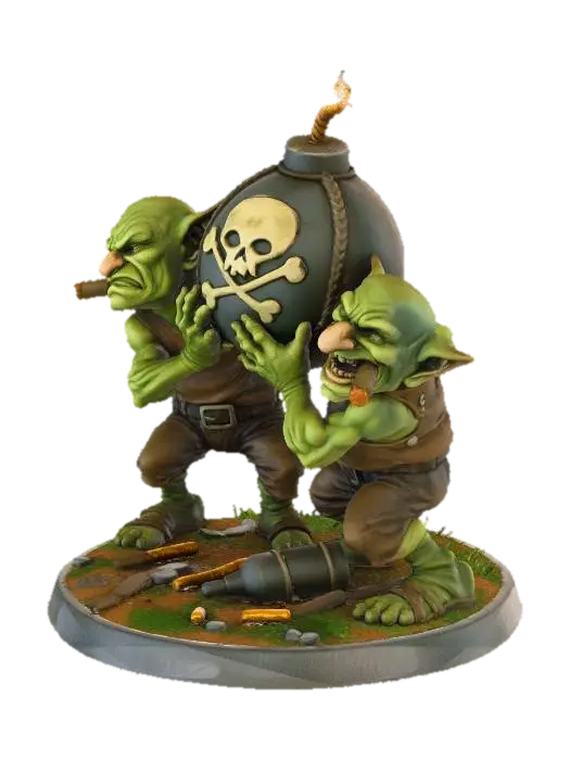 Goblin Bomb Squad - Miniatures 3D model, vytvořený pomocí AI