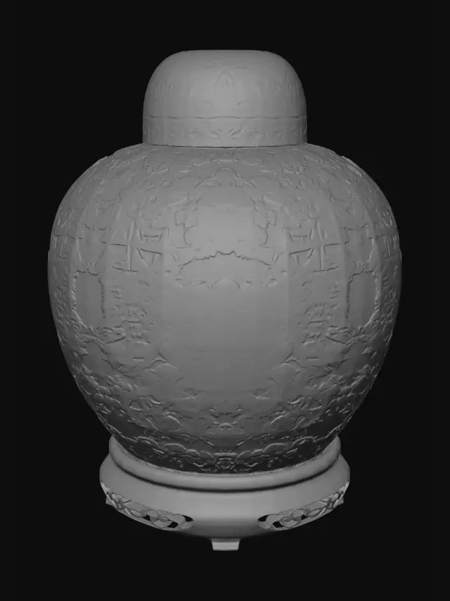 3D model for Porcelain vase with Chinese figures in a garden scene