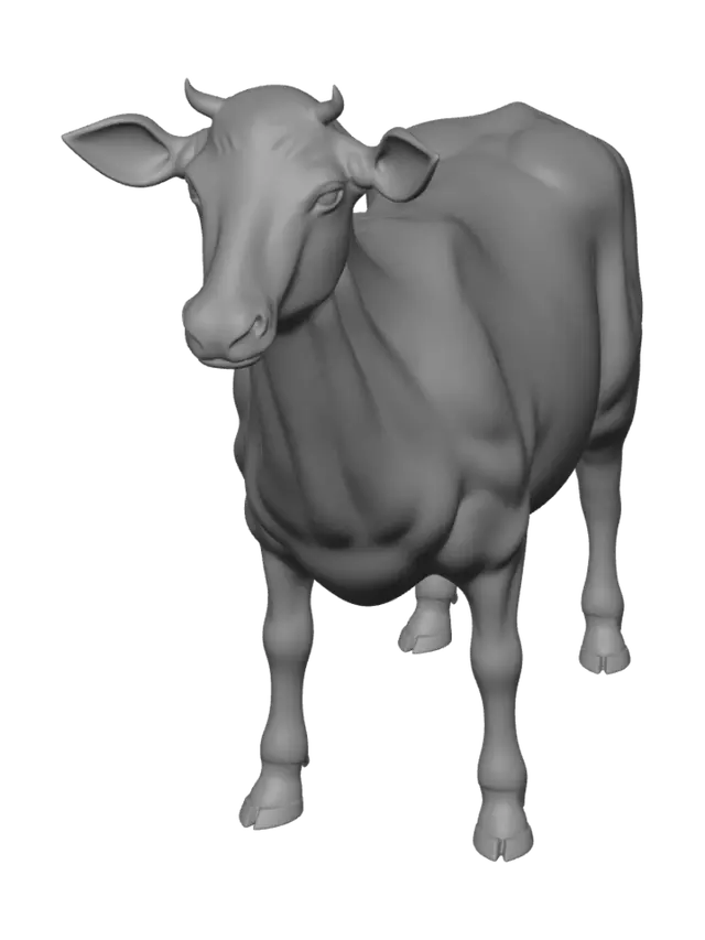 3D model for make a cow with a tail thats is linked so when 3d printed the tail wiggles also add a hinge to each of the udders so they can move aswell make it a dairy cow aswell make it less cartoon also make the tail linked