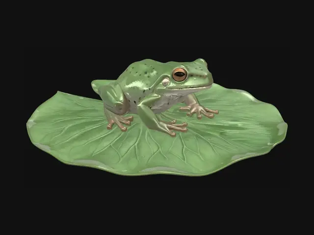 3D model for green frog on a lilly pad