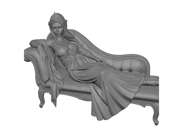 3D model for Elven Queen Reclining on a Settee