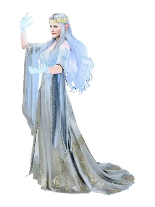 Galadriel Elf Sorceress sparks from hands connect - Highly 3D model, vytvořený pomocí AI
