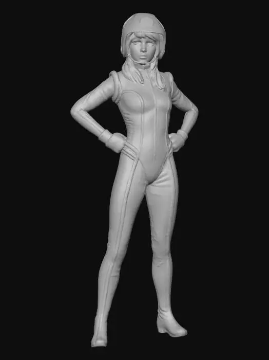 3D model for rhapsody from the tv series captain scarlet. in a white and gold trim flight suit with white helmet