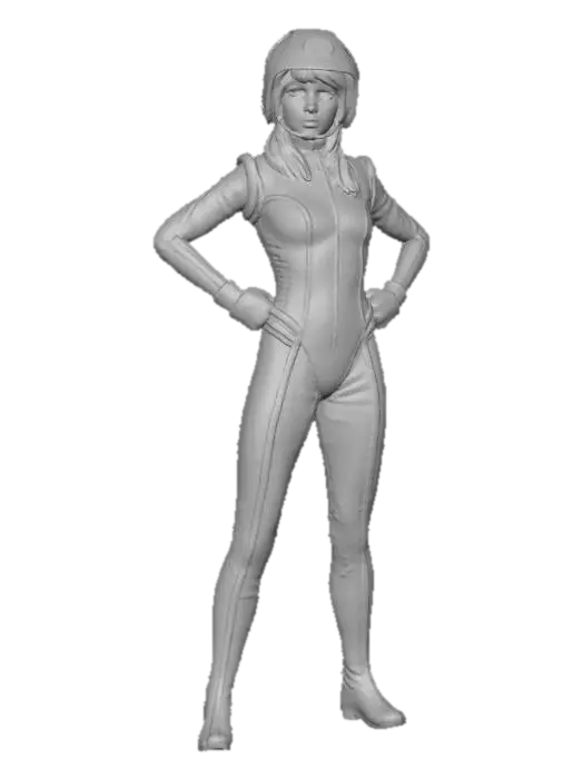 3D model for rhapsody from the tv series captain scarlet. in a white and gold trim flight suit with white helmet