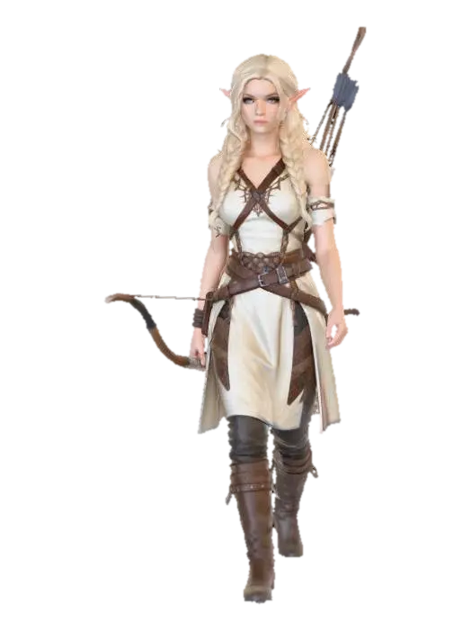 Elven Huntress - Elves 3D model, vytvořený pomocí AI