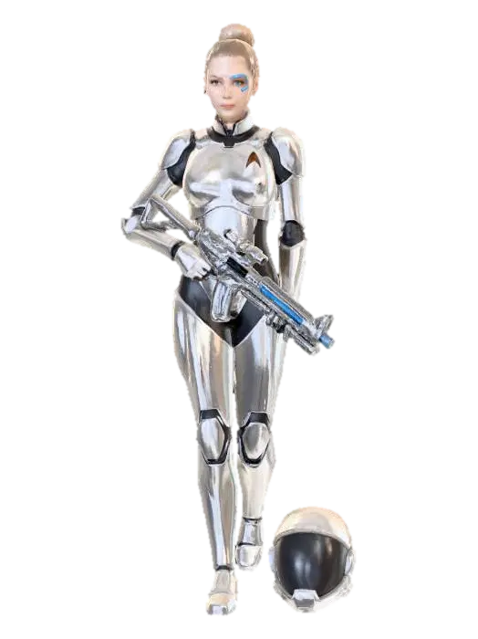 seven of nine space marine 3D model, vytvořený pomocí AI