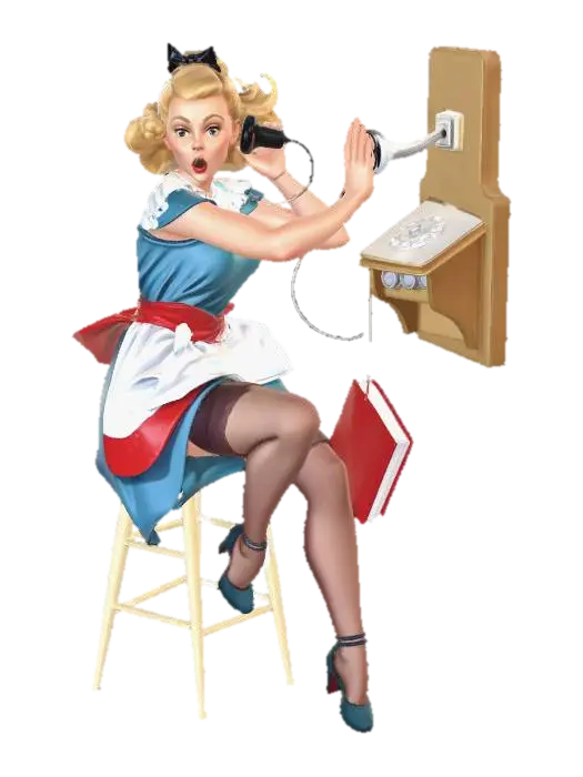 Pin-Up at the Phone 3D model, vytvořený pomocí AI
