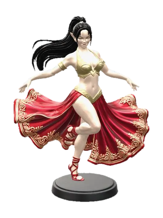 Elven Flame Dancer - Elves 3D model, vytvořený pomocí AI