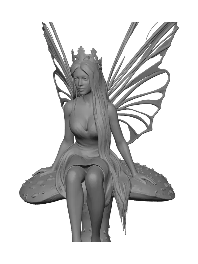 3D model for Forest Fairy on a Giant Mushroom