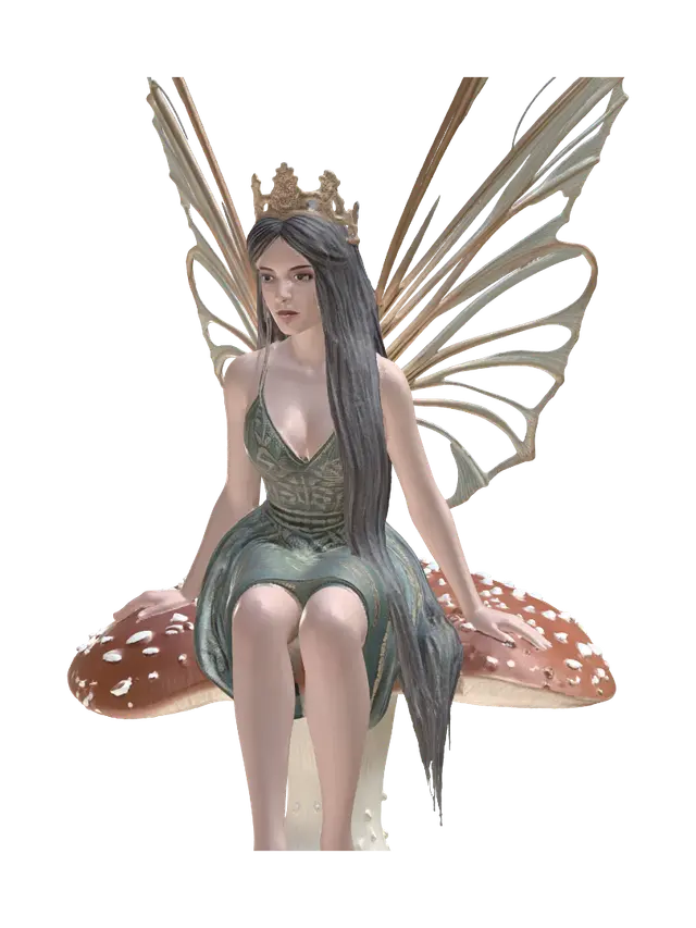 3D model for Forest Fairy on a Giant Mushroom