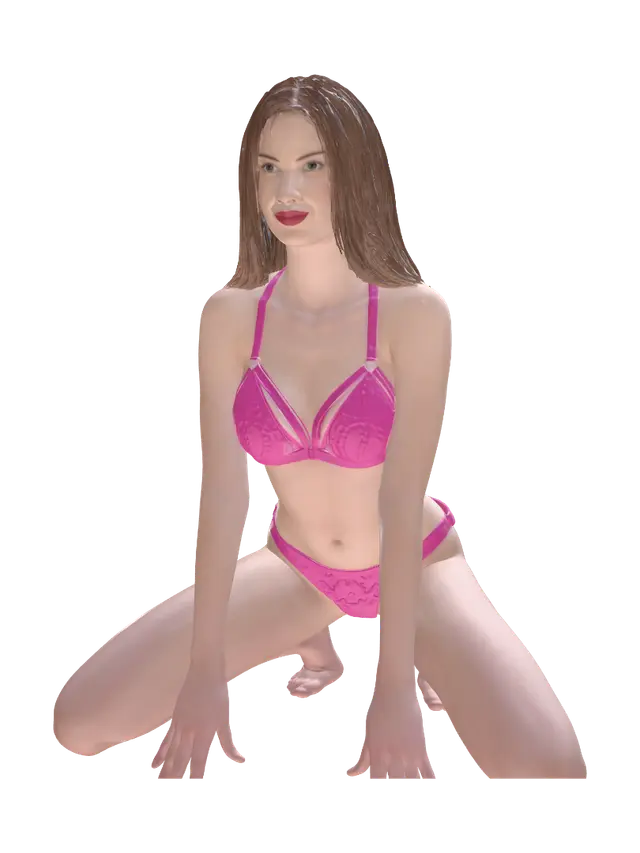 Pamy in a pink Bra and Panties - Swirl 3D model, vytvořený pomocí AI