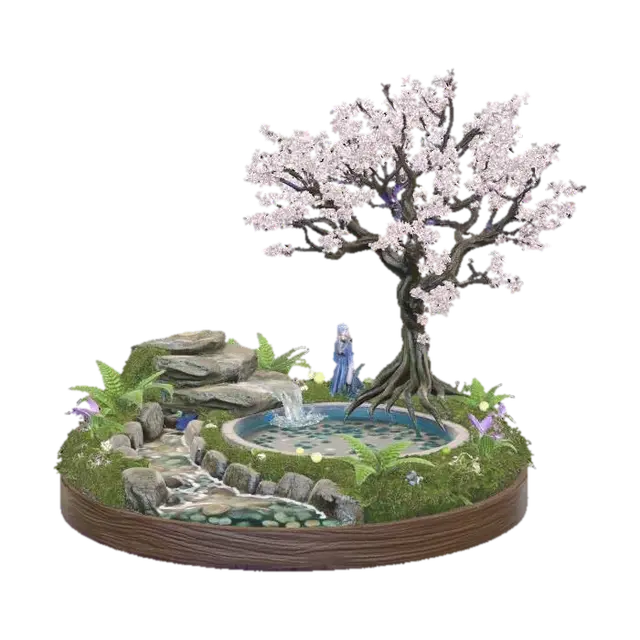 Sakura Pond Sanctuary - Pool 3D model, vytvořený pomocí AI
