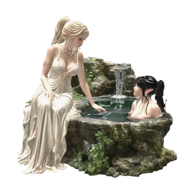 Elven Reverie at the Stone Pool 3D model, vytvořený pomocí AI