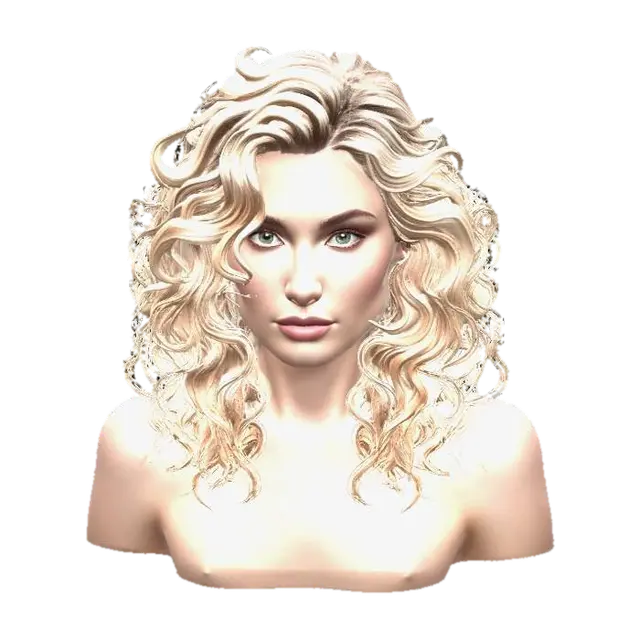 Modello 3D Cascading Golden Curls - Manes, generato dall’IA