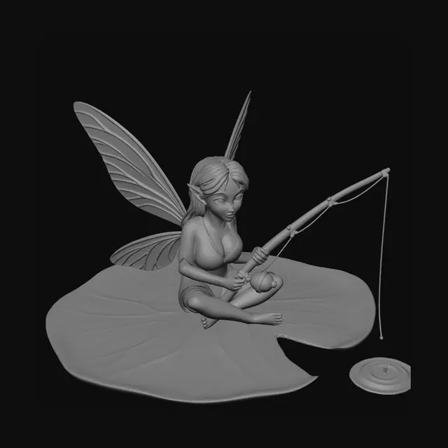 3D model for green frog on a lilly pad