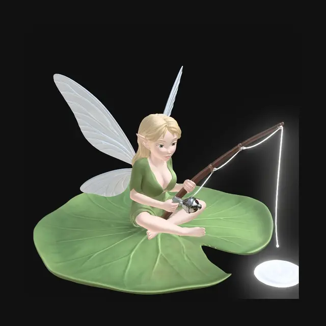 3D model for green frog on a lilly pad