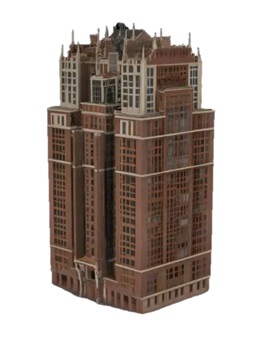 Skyscraper Simulation 3D model, vytvořený pomocí AI