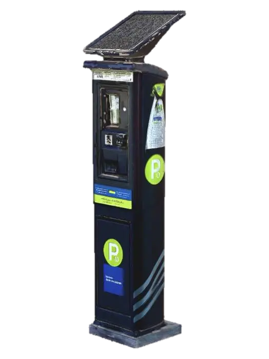 Modello 3D Solar-Powered Parking Meter on the Sidewalk, generato dall’IA
