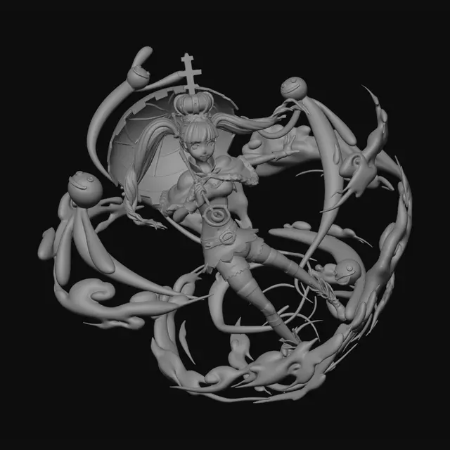 3D model for Crowned Sorceress in a Ribbon Ring