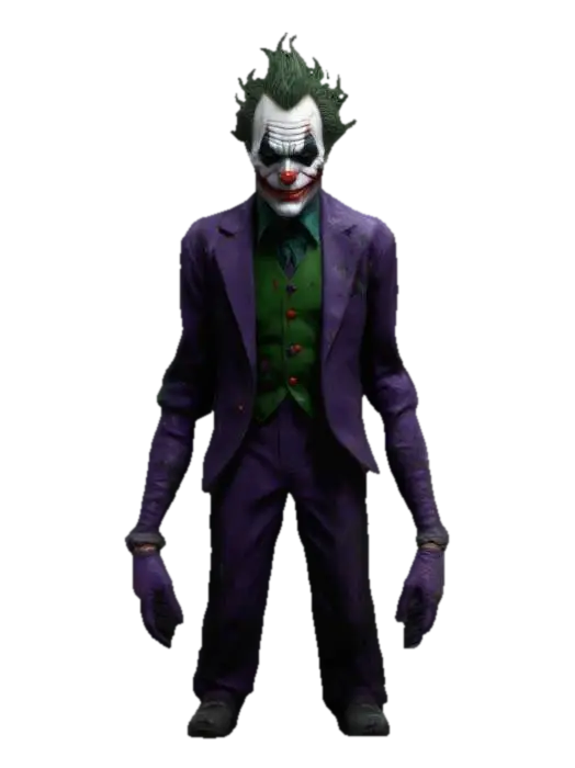 3D rig of the Joker. The character should have a sinister, eerie appearance… - Supervillain 3D model, vytvořený pomocí AI