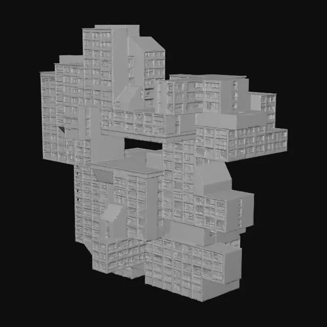3D model for Interlocked Monolith - Unusual Apartment Idea
