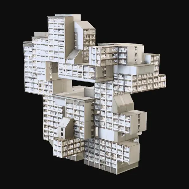 3D model for Interlocked Monolith - Unusual Apartment Idea