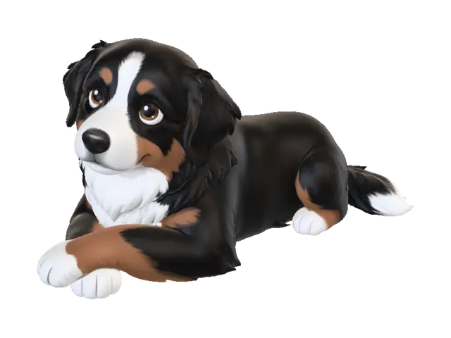 Je veux une image de ce chien en cartoon avec un fond blanc que je pourrais… - Frontpaws 3D model, vytvořený pomocí AI