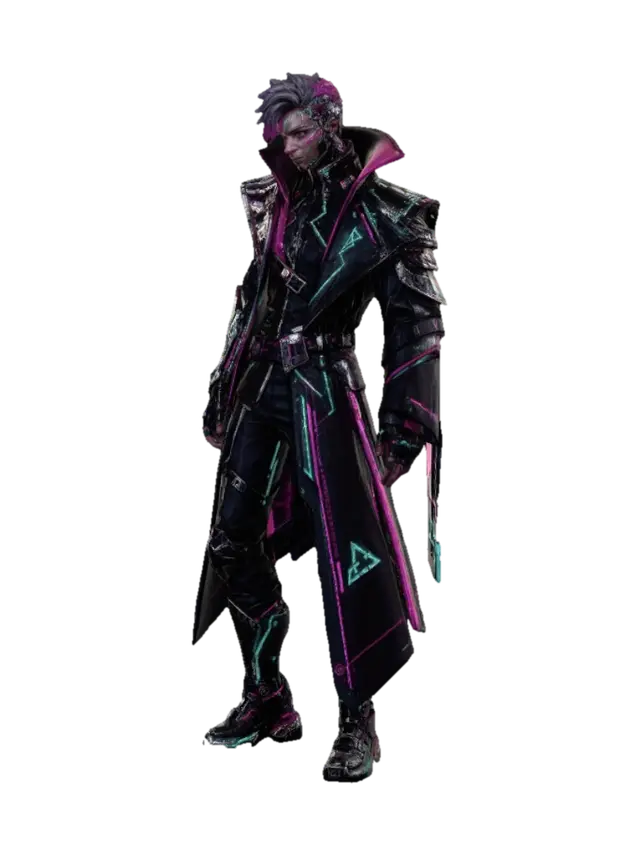 Nexus Prime: Neon Rebellion 3D model, vytvořený pomocí AI