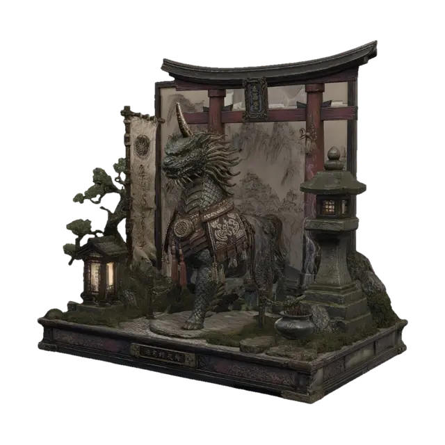 Dragon Guardian of the Sacred Shrine 3D model, vytvořený pomocí AI