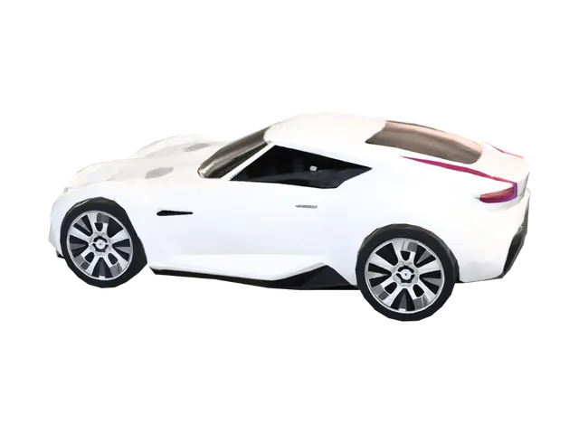 White Concept Sports Car on a Show Stage 3D model, vytvořený pomocí AI
