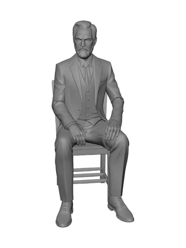 3D model for A full-body 3D character model of an elderly, highly intelligent, and calculating mastermind crime boss, fully optimized for Blender (.blend format).
Character Details:
An older man with sharp, serious facial features, a well-groomed white and grey (salt-and-pepper) beard, and hair. He is sitting on a classic wooden chair, in a full-body pose showing both legs and leather shoes completely. He wears a sharp, sophisticated charcoal-grey 3-piece suit, a black shirt, and a tie, giving off a powerful, manipulative, and strategic aura.
Technical Specifications for Blender:
- Topology: Clean, production-ready retopology with quad-dominant mesh, optimized for rigging.
- Texturing & Materials: High-resolution PBR textures (4K), including Albedo, Roughness, Normal, and Metallic maps. Realistic fab
