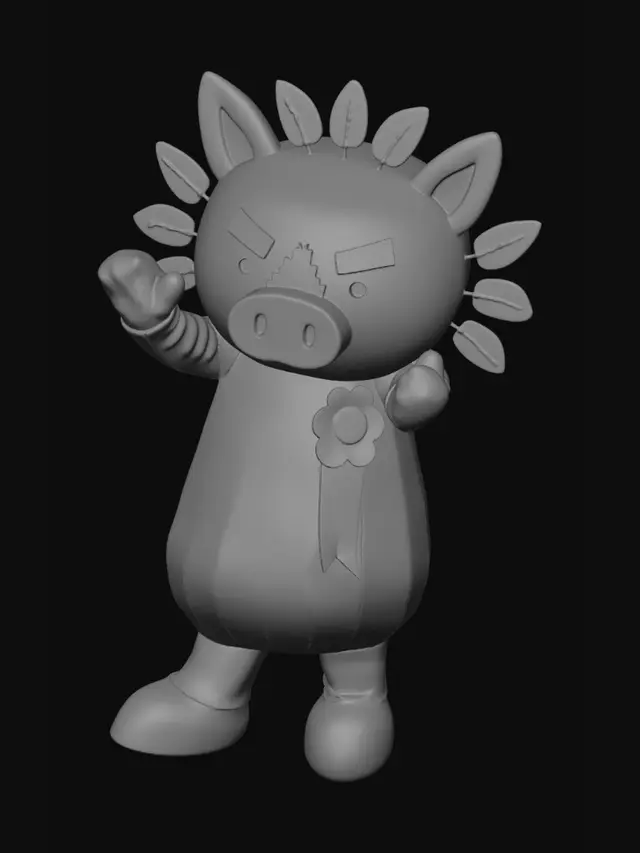 3D model for Leafy Green Pig Mascot